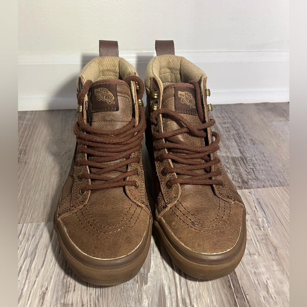 Brown Leather High Top Vans 6.5 Men’s 8 Women’s